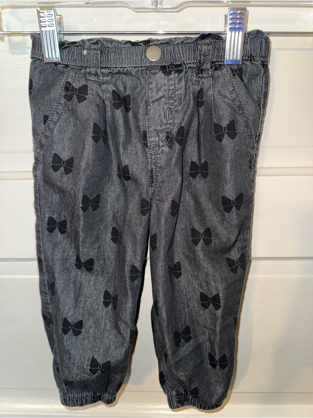 Garanimals 18M Black Bow-Print Elastic Waist Pants